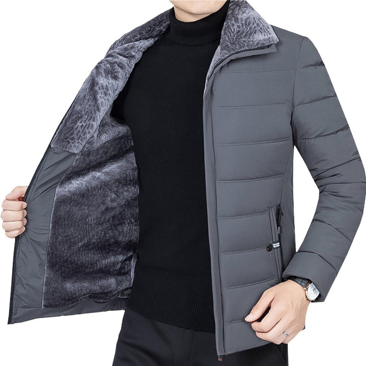 Herren Wattierte Winterjacke mit weichem Plüschfutter, Stehkragen und schmaler Steppung – Marzano