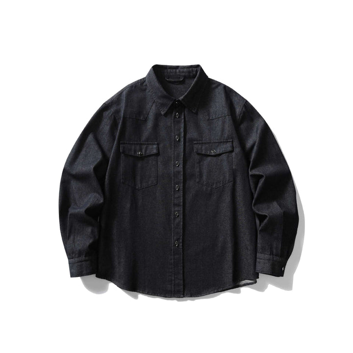 Herren Overshirt-Jeanshemd aus robustem Denim mit Western-Taschen Echoarchiv