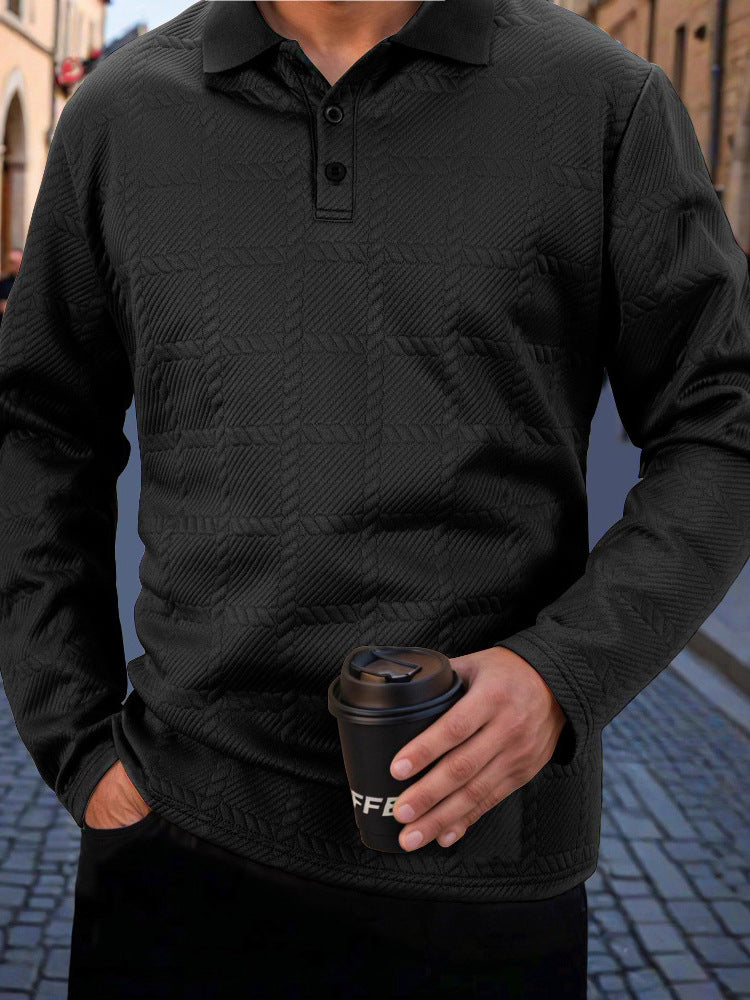 Herren stylisches Langarm-Polohemd mit strukturiertem Design Echoarchiv