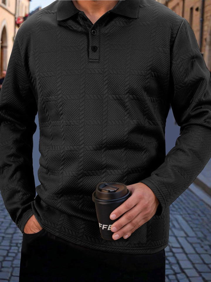 Herren stylisches Langarm-Polohemd mit strukturiertem Design Echoarchiv
