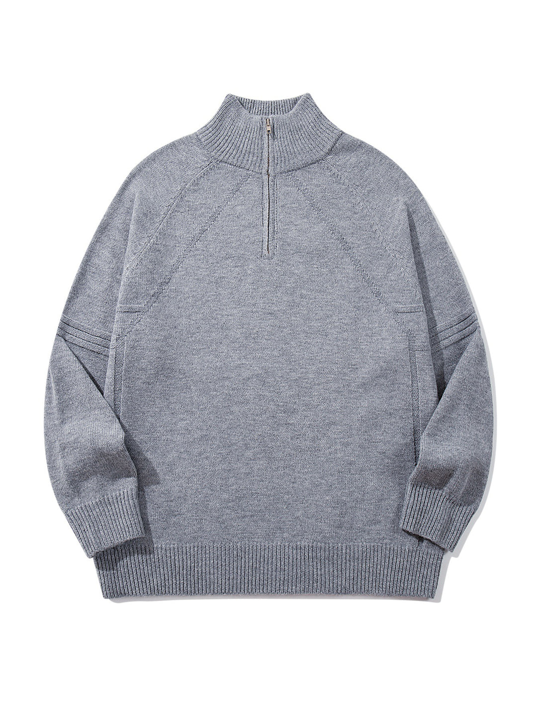 Unisex Halfzip-Strickpullover mit hohem Rippkragen und Raglanärmeln Echoarchiv