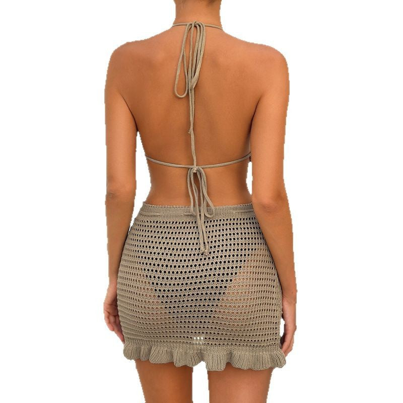 Damen Häkel-Bikini-Set mit rüschenbesetzten Details und verstellbarem Bund Echo Archiv