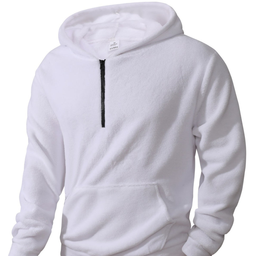 Herren kuscheliger Microfleece-Hoodie mit Halbzip, Kapuze und Kängurutasche – Cavarno