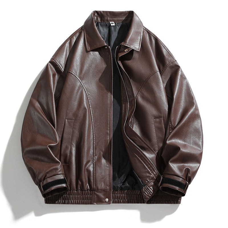 Herren lässige Kunstlederjacke mit elastischem Bund Echoarchiv