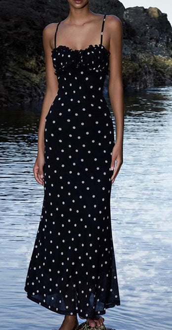 Damen Maxikleid mit Rüschen und Punkten Echo Archiv