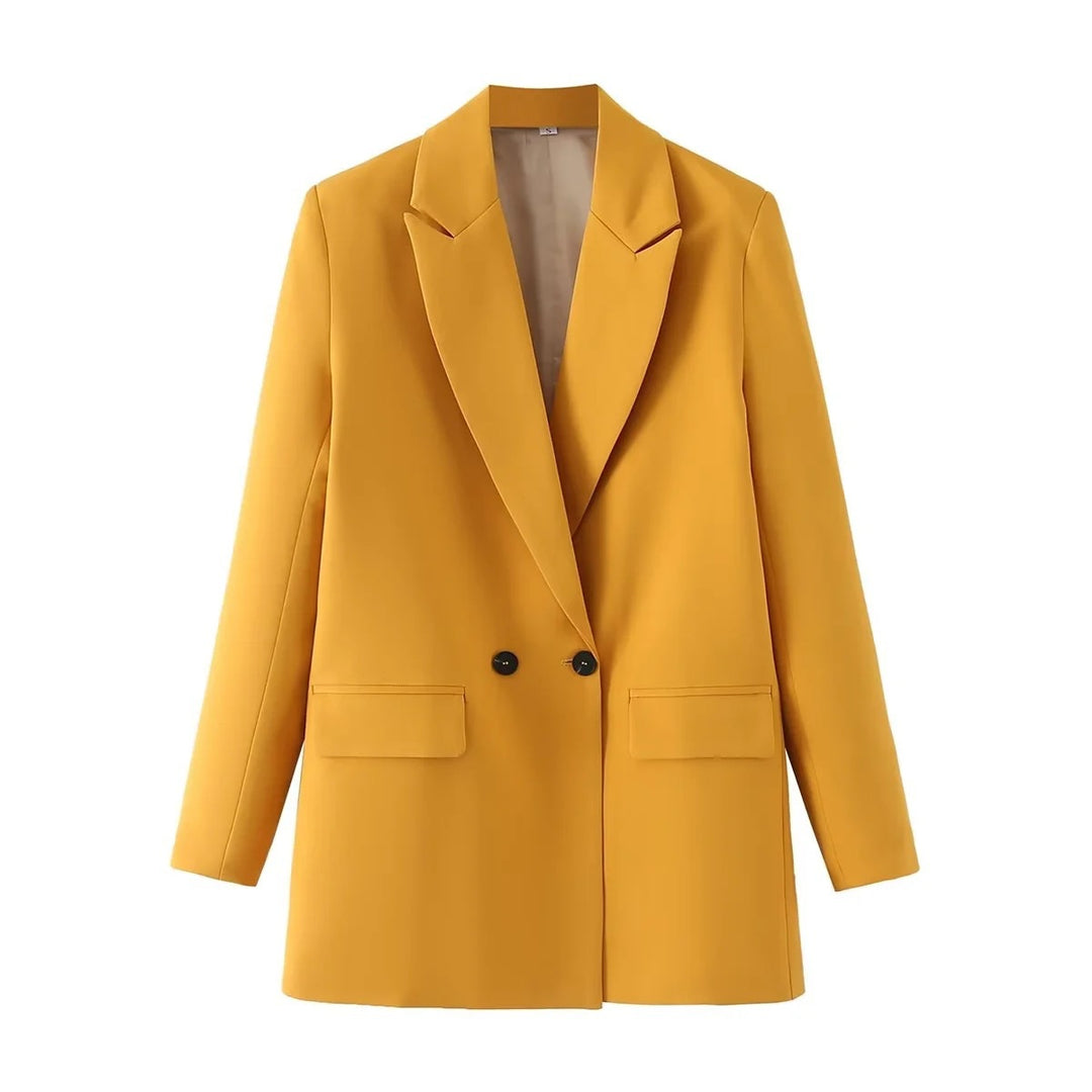 Damen Oversize Doppelreihiger Blazer mit fallendem Revers und weicher Innenfütterung – Valéne