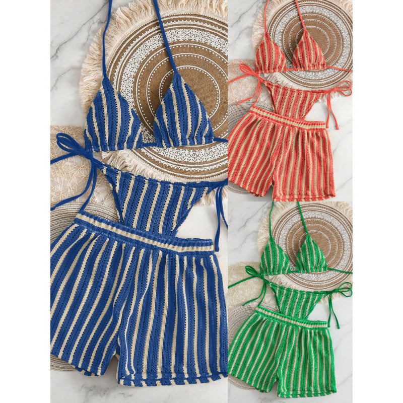 Damen Bikini-Set mit Rüschen und verspieltem Streifenmuster Echo Archiv