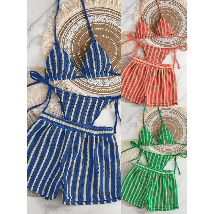 Damen Bikini-Set mit Rüschen und verspieltem Streifenmuster Echo Archiv