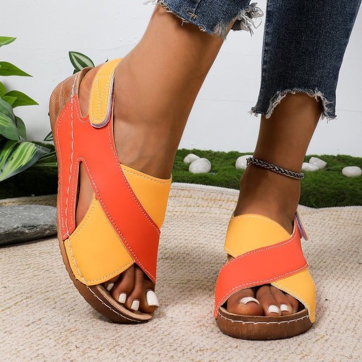 Damen Cross‑Riemen Komfort‑Sandalen mit Klettverschluss – Sorelia