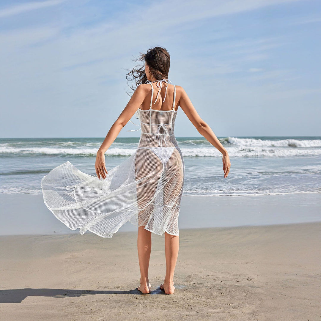 Damen elegante Netz-Strandüberwurf Echo Archiv