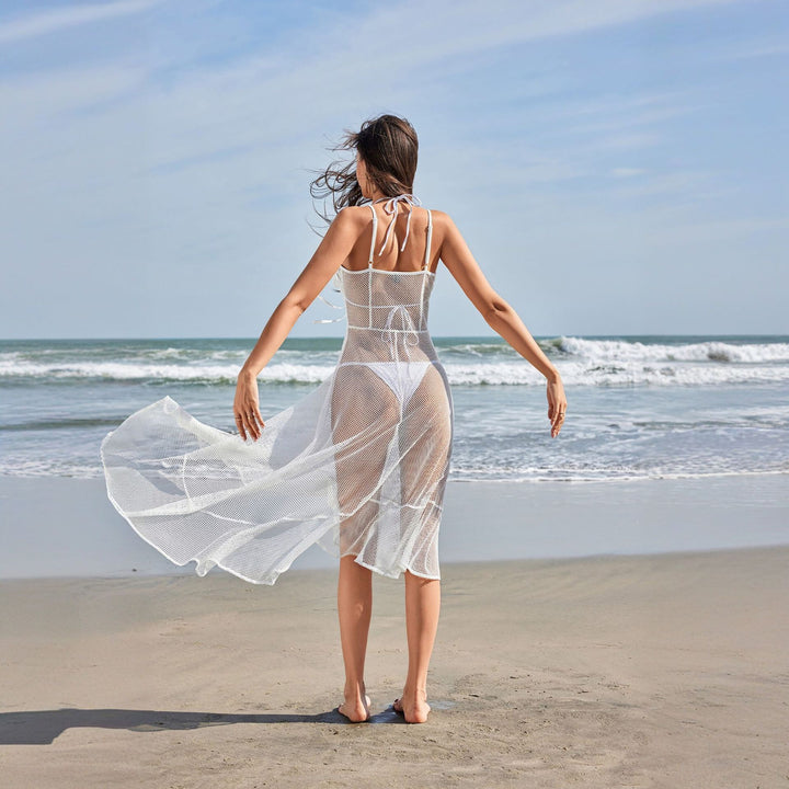 Damen elegante Netz-Strandüberwurf Echo Archiv