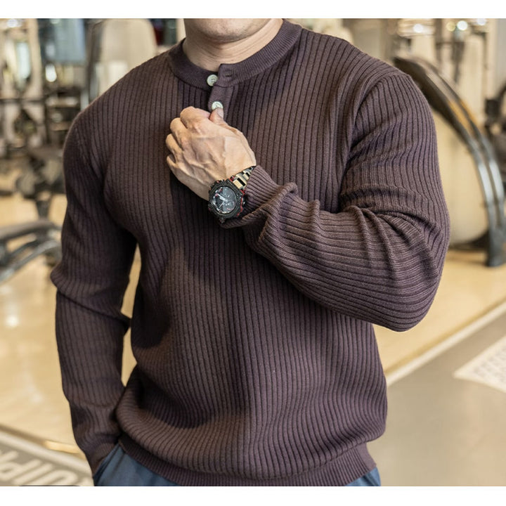 Herren Langarm Pullover mit strukturiertem Rippenstrick Echoarchiv