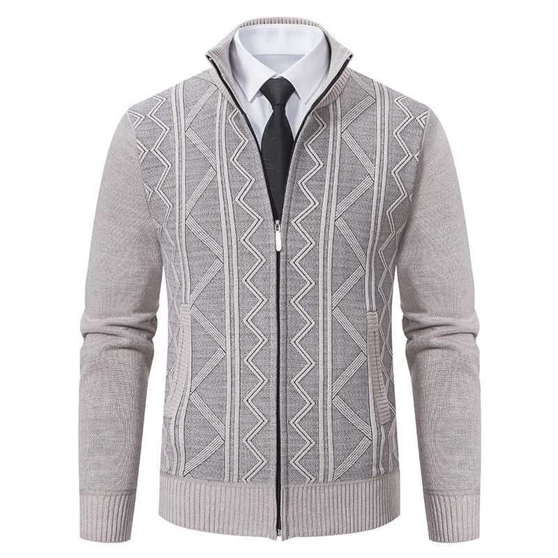 Herren nan Strickjacke mit Reißverschluss, Stehkragen und strukturierter Zopfmuster-Optik Echo Archiv