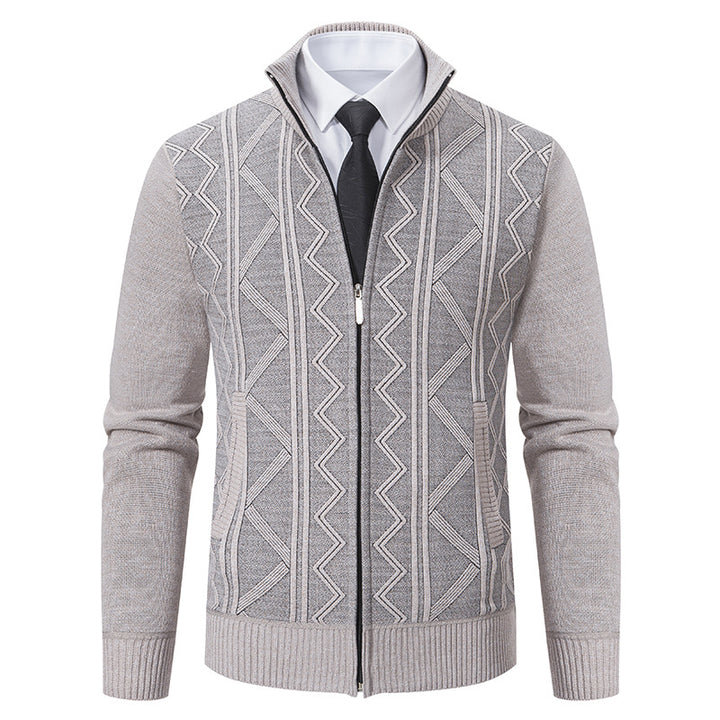 Herren nan Strickjacke mit Reißverschluss, Stehkragen und strukturierter Zopfmuster-Optik Echo Archiv