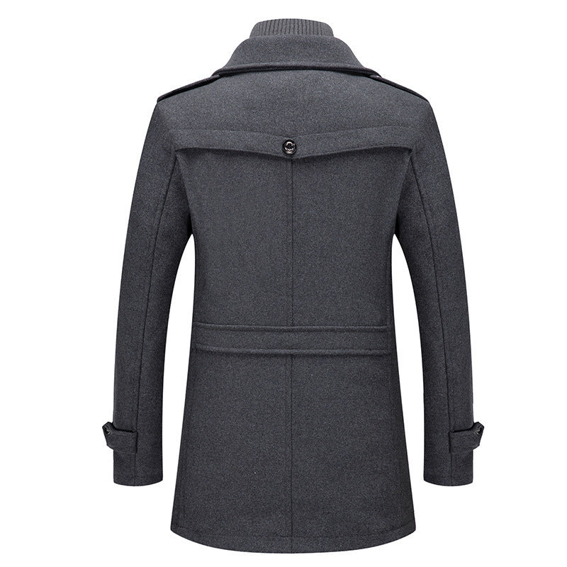 Herren nan eleganter zweireihiger Wollmantel mit abnehmbarem Strickkragen und verdecktem Reißverschluss Echo Archiv