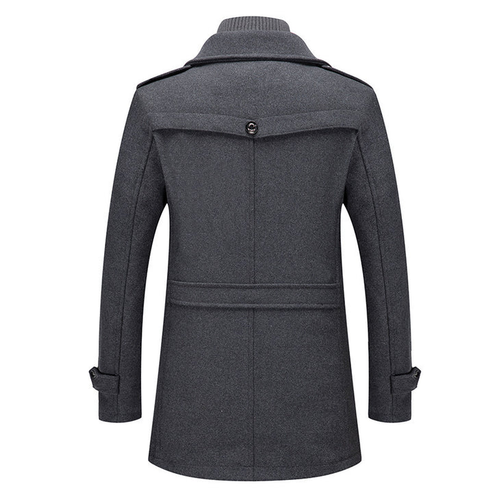 Herren nan eleganter zweireihiger Wollmantel mit abnehmbarem Strickkragen und verdecktem Reißverschluss Echo Archiv