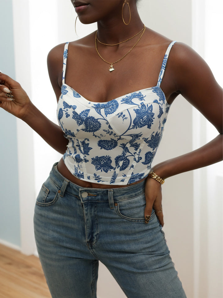 Damen Blütenmuster Cropped Top Echo Archiv
