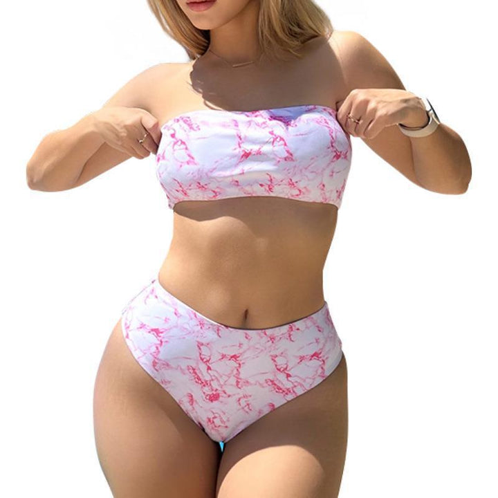 Damen Bandeau-Bikini mit elegantem Marmor-Design Echo Archiv