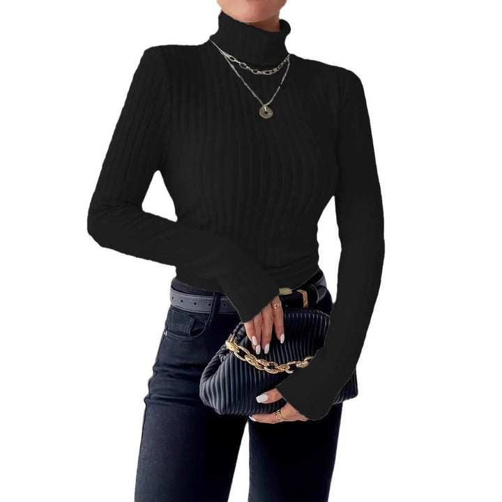 Damen Figurbetonter Rippstrick Rollkragenpullover mit tailliertem Schnitt Echoarchiv