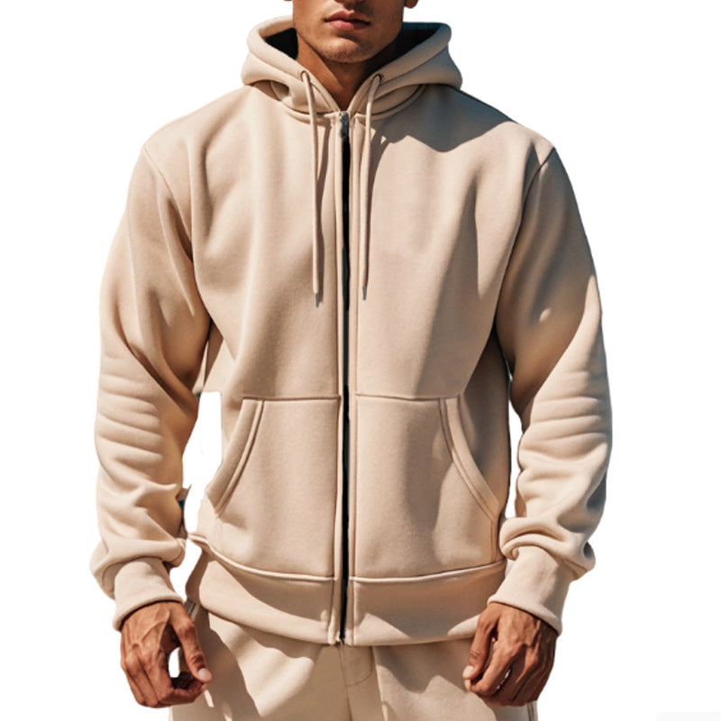 Herren gemütlicher Kapuzenpullover mit Reißverschluss und Taschen Echoarchiv