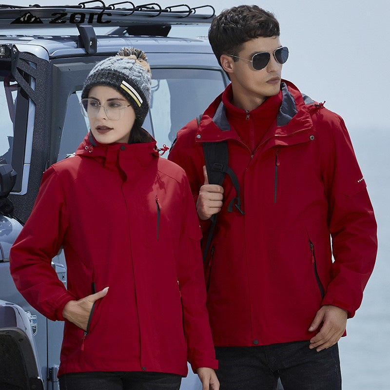 Damen technische Regen- und Freizeitjacke mit verstellbarer Kapuze und Mehrfachtaschen Echoarchiv