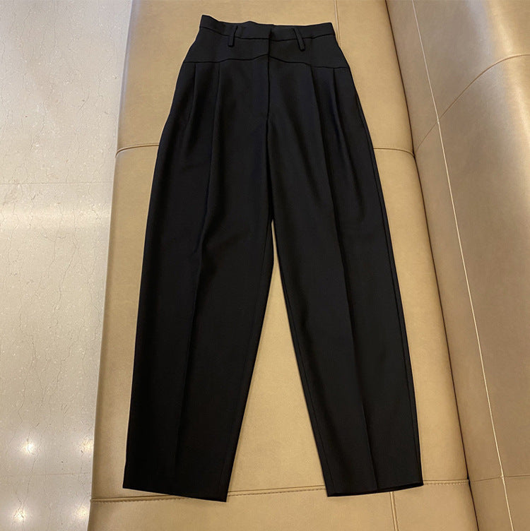 Damen Hochtaillierte Bundfaltenhose mit weitem Bein und scharfer Bügelfalte Echo Archiv