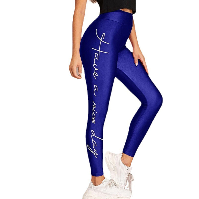 Damen Sportleggings mit inspirierendem Schriftzug und hohem Bund Echoarchiv