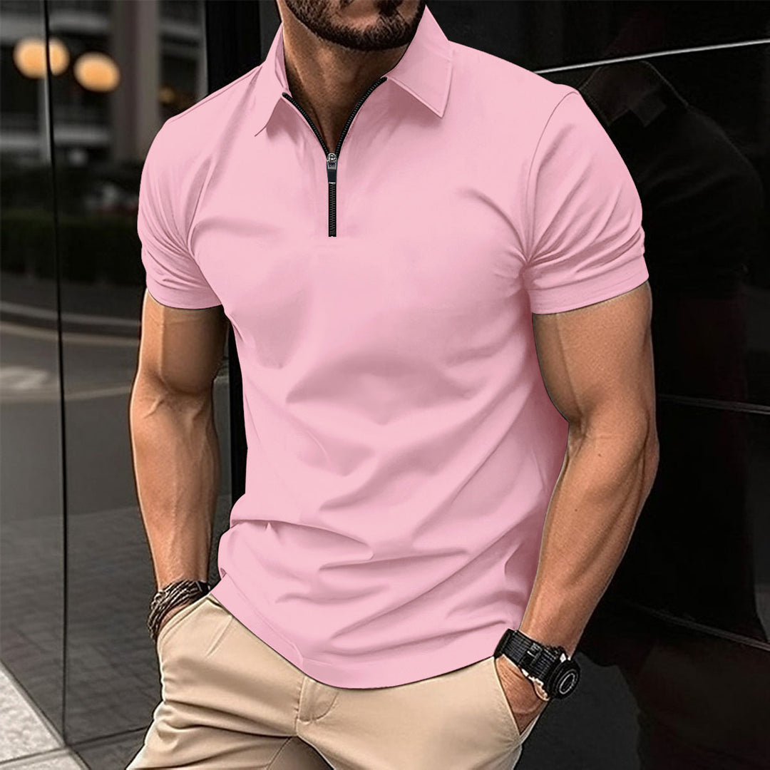 Herren Kurzarm Poloshirt mit Reißverschluss und modernem Design Echoarchiv