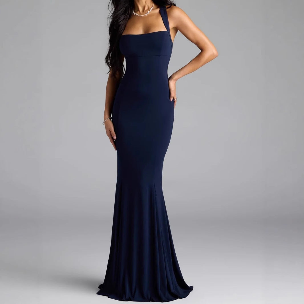 Damen Elegantes langen Kleid mit schulterfreien Trägern und leichtem Schimmer Echo Archiv