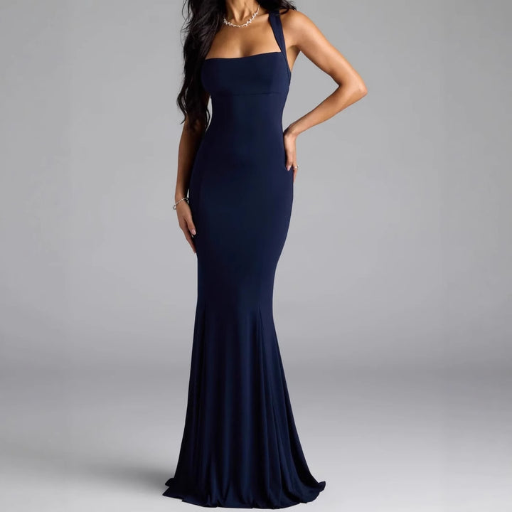 Damen Elegantes langen Kleid mit schulterfreien Trägern und leichtem Schimmer Echo Archiv