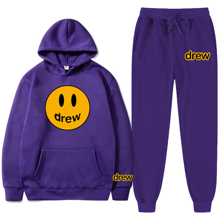Unisex nan zweiteiliges Lounge-Set aus French-Terry mit Smiley-Print Kapuzenpullover und tapered Jogginghose Echo Archiv