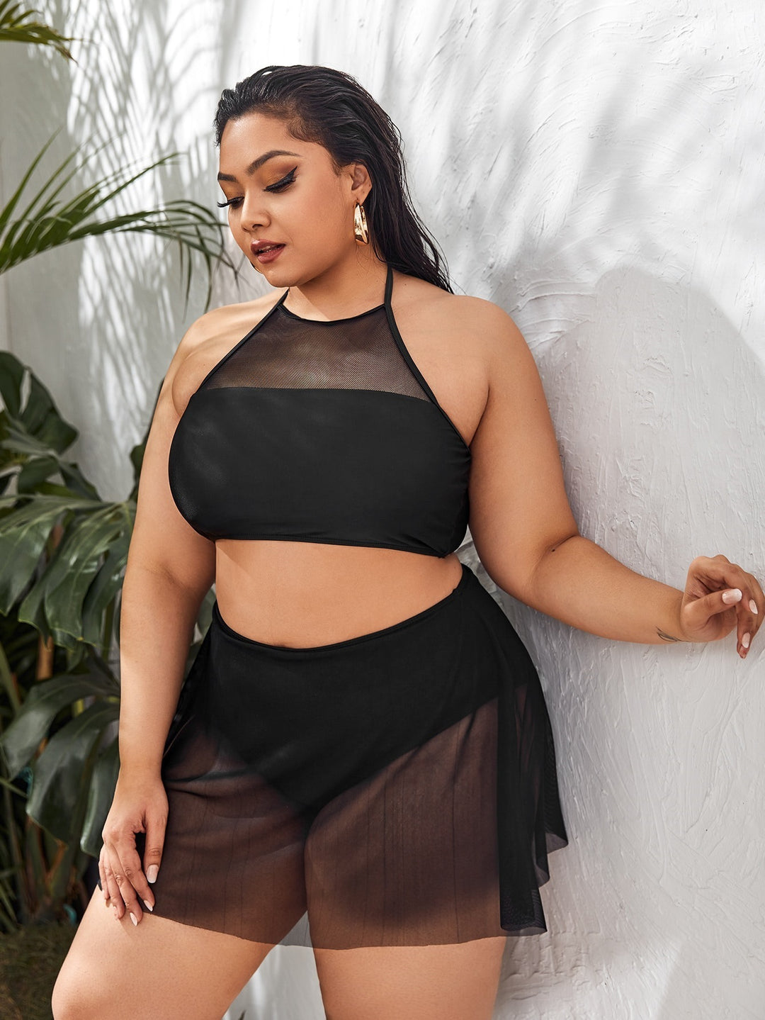 Damen Bikini-Set mit transparentem Rock und modischem Oberteil Echo Archiv