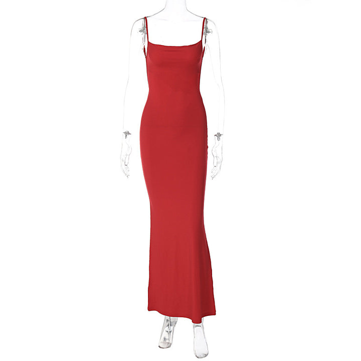 Damen Figurbetontes Langkleid mit schmalen Spaghetti-Trägern Echo Archiv