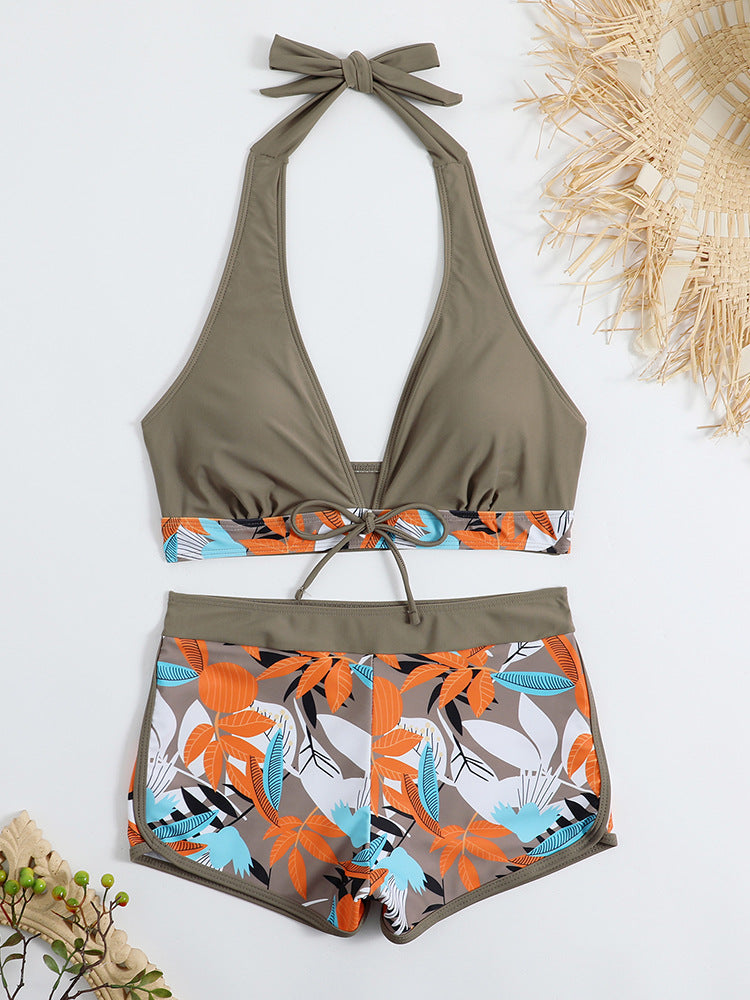 Damen Sportliches Bikini-Set mit verstellbarem Haltertop und Shorts Echo Archiv
