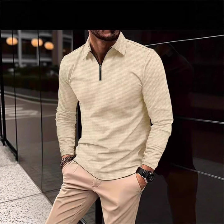 Herren Langarmshirt mit modernem Stehkragen und stylischem Reißverschluss Echoarchiv