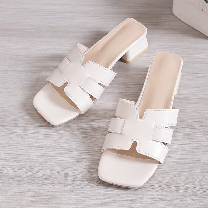 Damen Slip-On Mules mit geflochtenen Riemen und mittelhohem Blockabsatz – Lioré