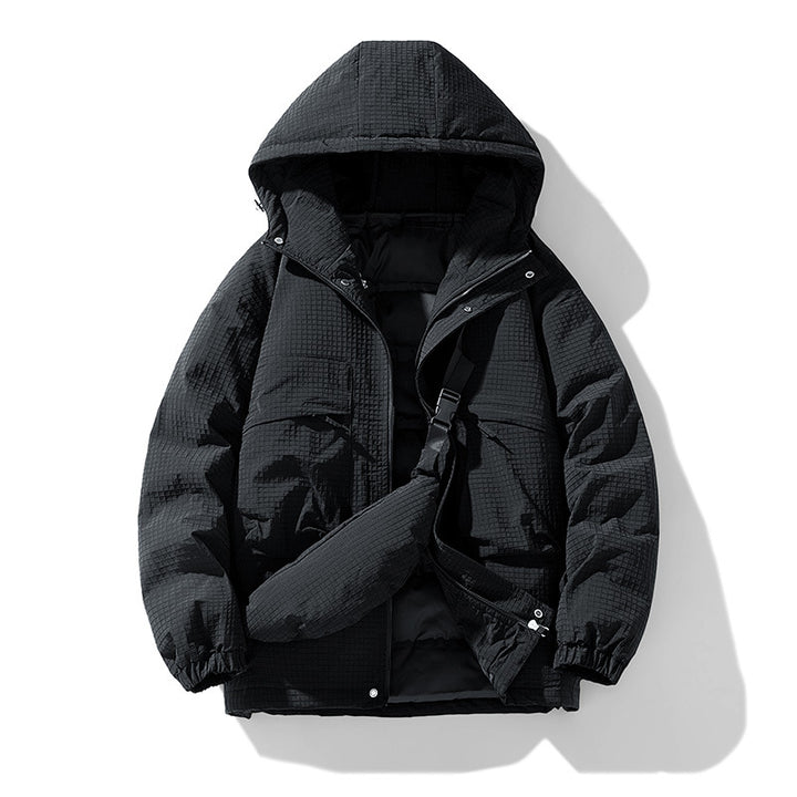 Herren Gepolsterter Ripstop-Parka mit Kapuze Oversize-Schnitt und integrierter Umhängetasche Echo Archiv