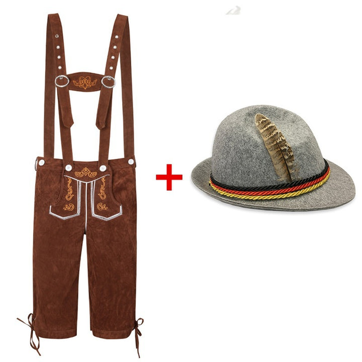 Herren nan kurze Trachtenlederhose mit verstellbaren Trägern und traditionellen Stickereien Echo Archiv