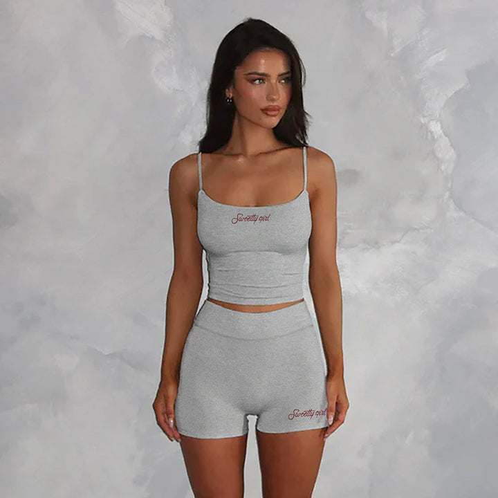 Damen Schlafanzug-Set mit kurzem Top und bequemen Shorts Echo Archiv