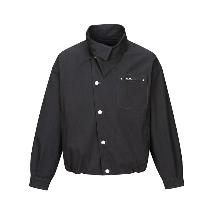 Herren Kurz geschnittener Canvas‑Blouson mit hohem Stehkragen und Druckknopfleiste Echoarchiv