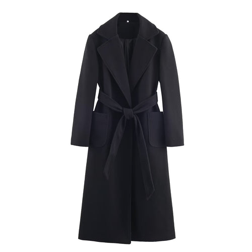 Damen Longline-Mantel mit breitem Revers und Bindegürtel Echo Archiv