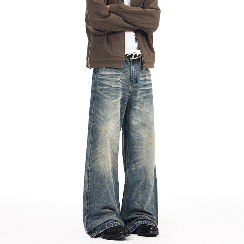 Herren Extremweite Vintage-Denim Baggy-Jeans mit tiefem Schritt und extra langer Saumlänge Echo Archiv