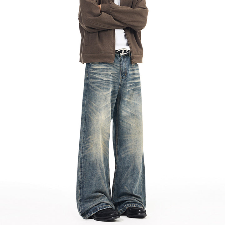 Herren Extremweite Vintage-Denim Baggy-Jeans mit tiefem Schritt und extra langer Saumlänge Echo Archiv