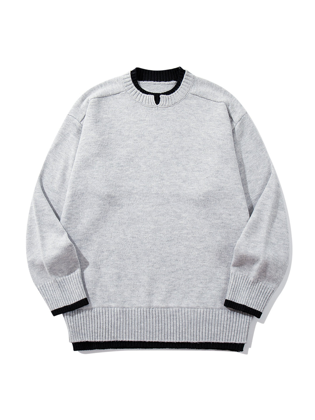 Damen Oversize‑Strickpullover mit kontrastiertem Rippkragen und verlängertem Bund Echoarchiv