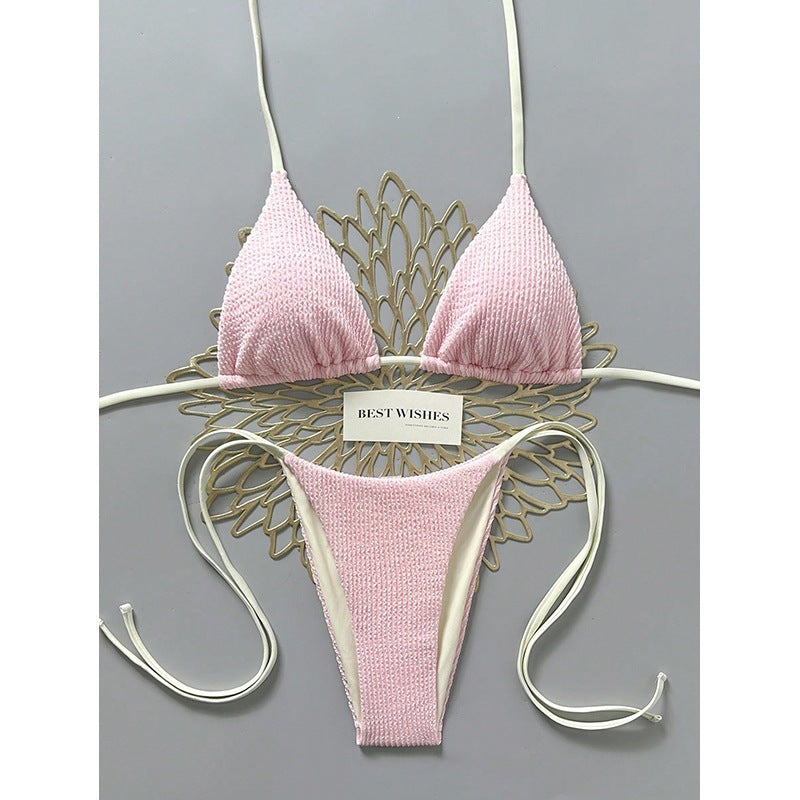 Damen Triangel-Bikini mit hohem Beinausschnitt und feinem Strukturmuster Echo Archiv