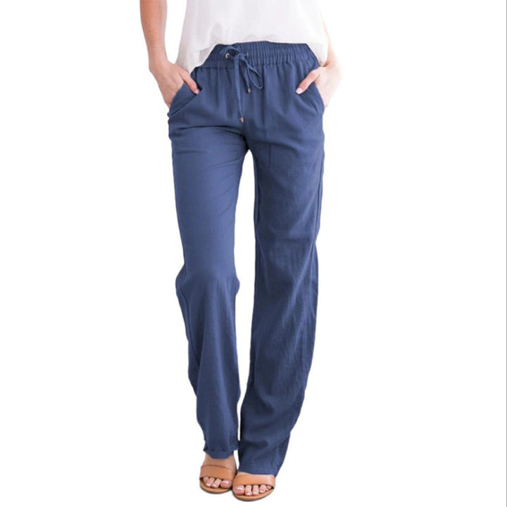 Damen nan leichte Leinenhose mit elastischem Bund und weitem Bein Echo Archiv