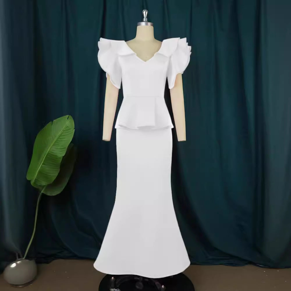 Damen elegantes Peplum-Abendkleid mit voluminösen Ärmeln Echo Archiv