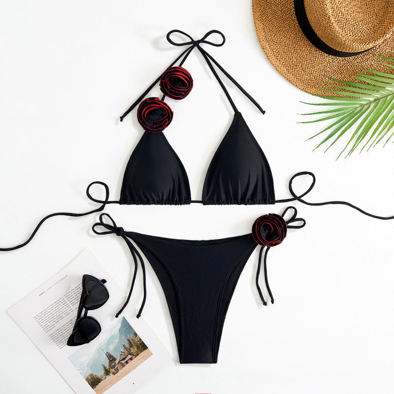 Damen Triangel-Bikini mit verspieltem Blumendesign und verstellbaren Trägern Echo Archiv