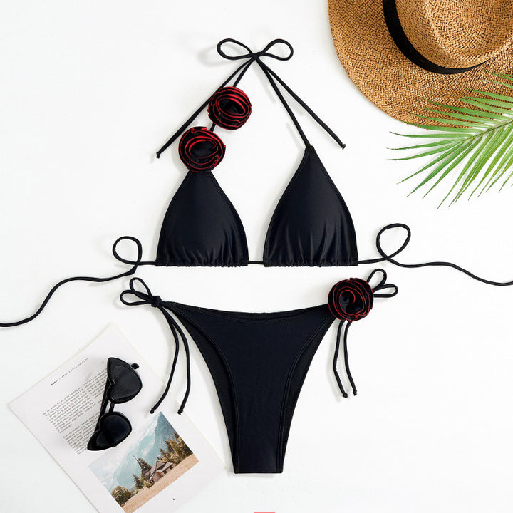 Damen Triangel-Bikini mit verspieltem Blumendesign und verstellbaren Trägern Echo Archiv
