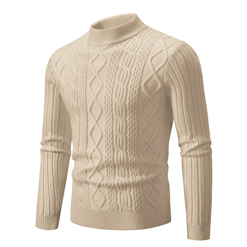 Herren nan gerippter Zopfmuster-Rollkragenpullover Slim Fit Echo Archiv